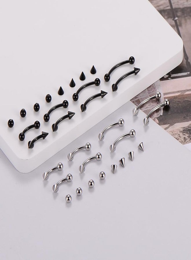 intera Surgical Steel 16G Eyebrow Piercing Jewelry Vertical Labret Lip Rings Jewelry for Women Men Curved Barbell Rook Daith Piercing Jewelry 6mm/8mm/10mm/12mm - Image 3